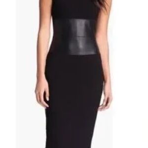 Bebe Black Dress with Leather Accent